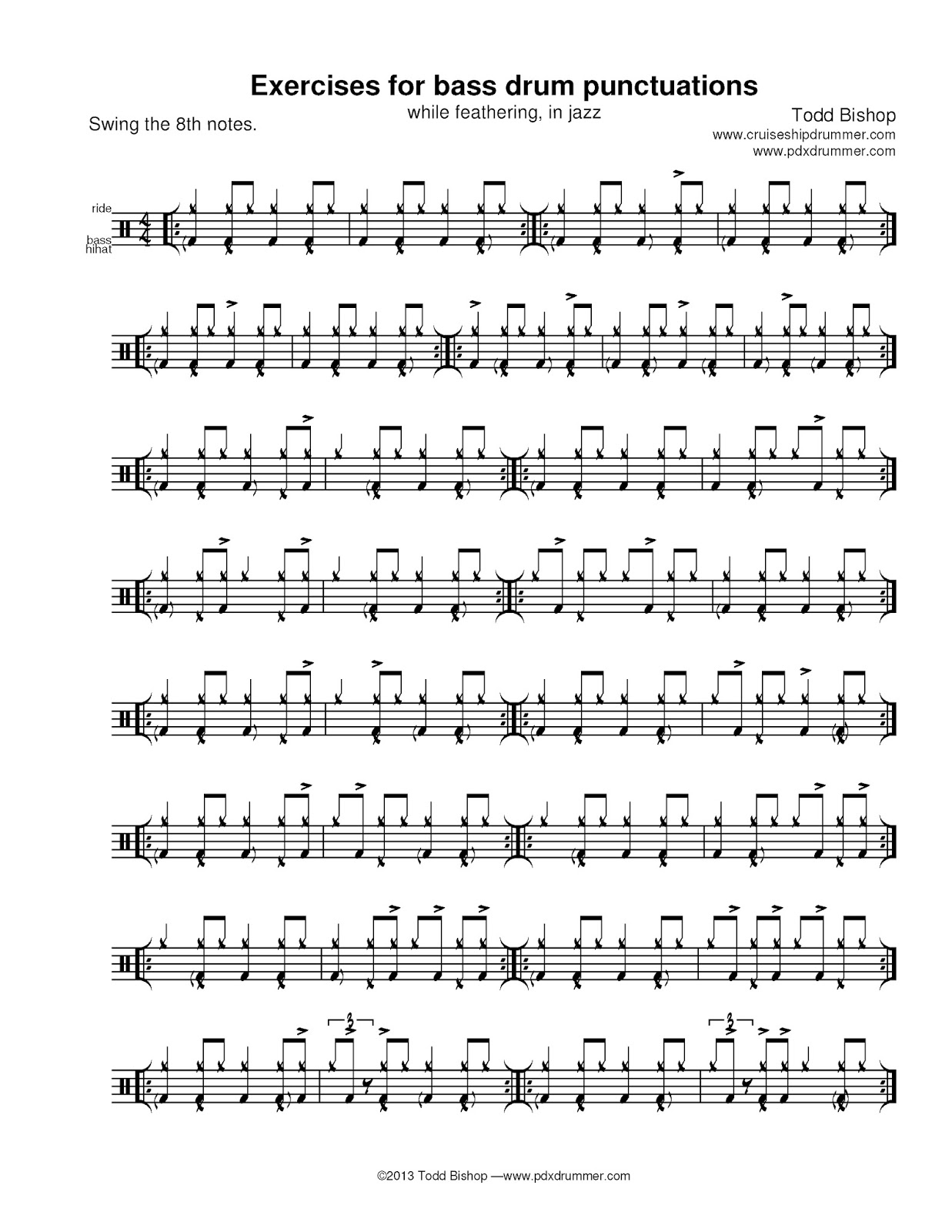 Cruise Ship Drummer! Making bass drum punctuations while feathering